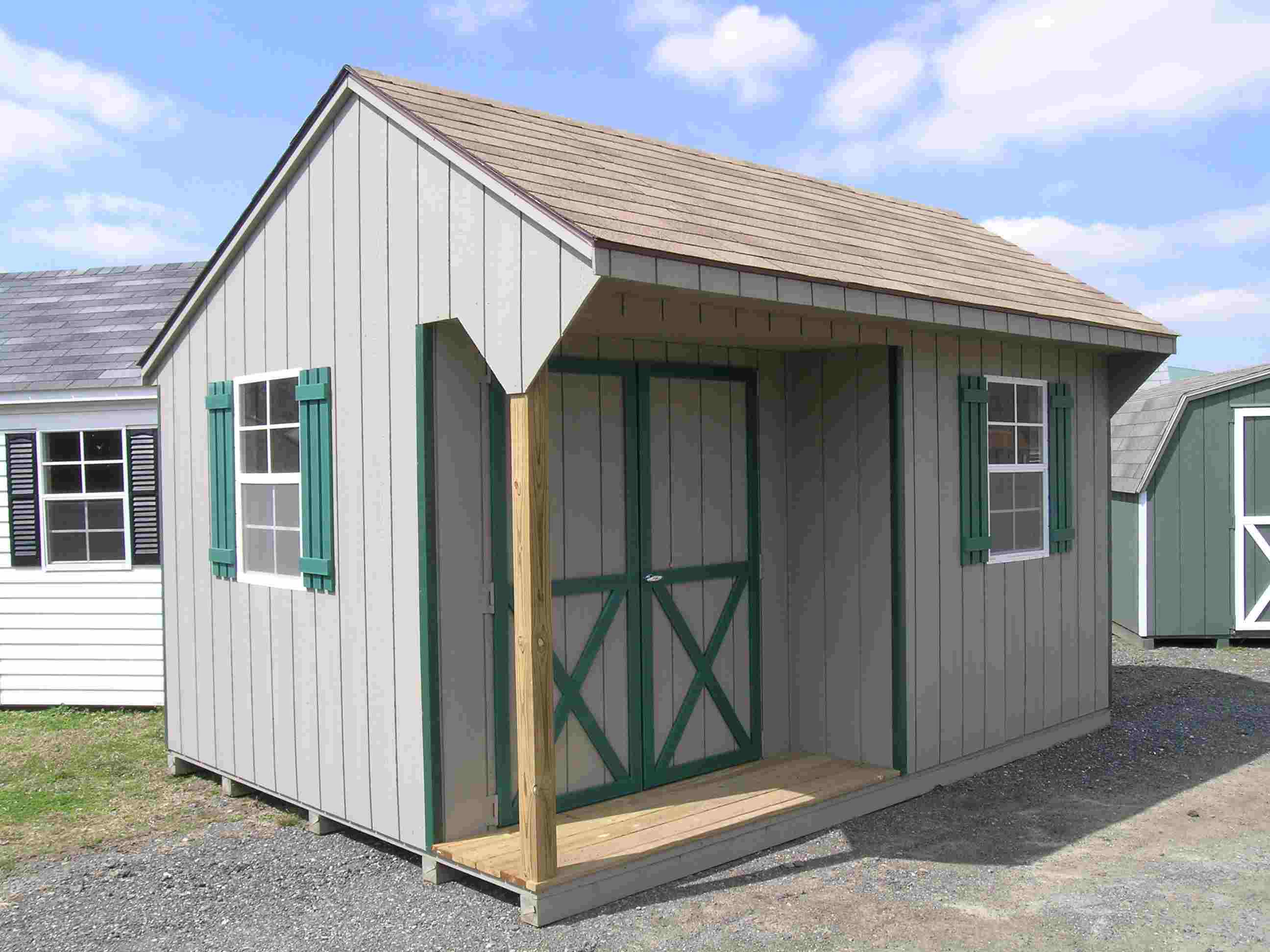 Quaker Shed with a porch.