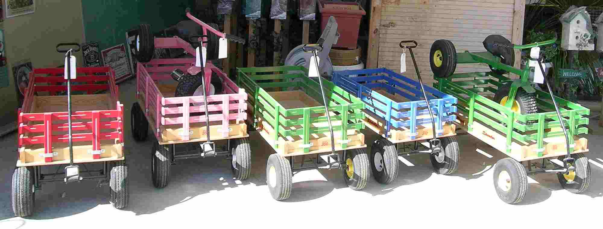 5 Valley Speeder Wagons, 2 with tricycles inside.