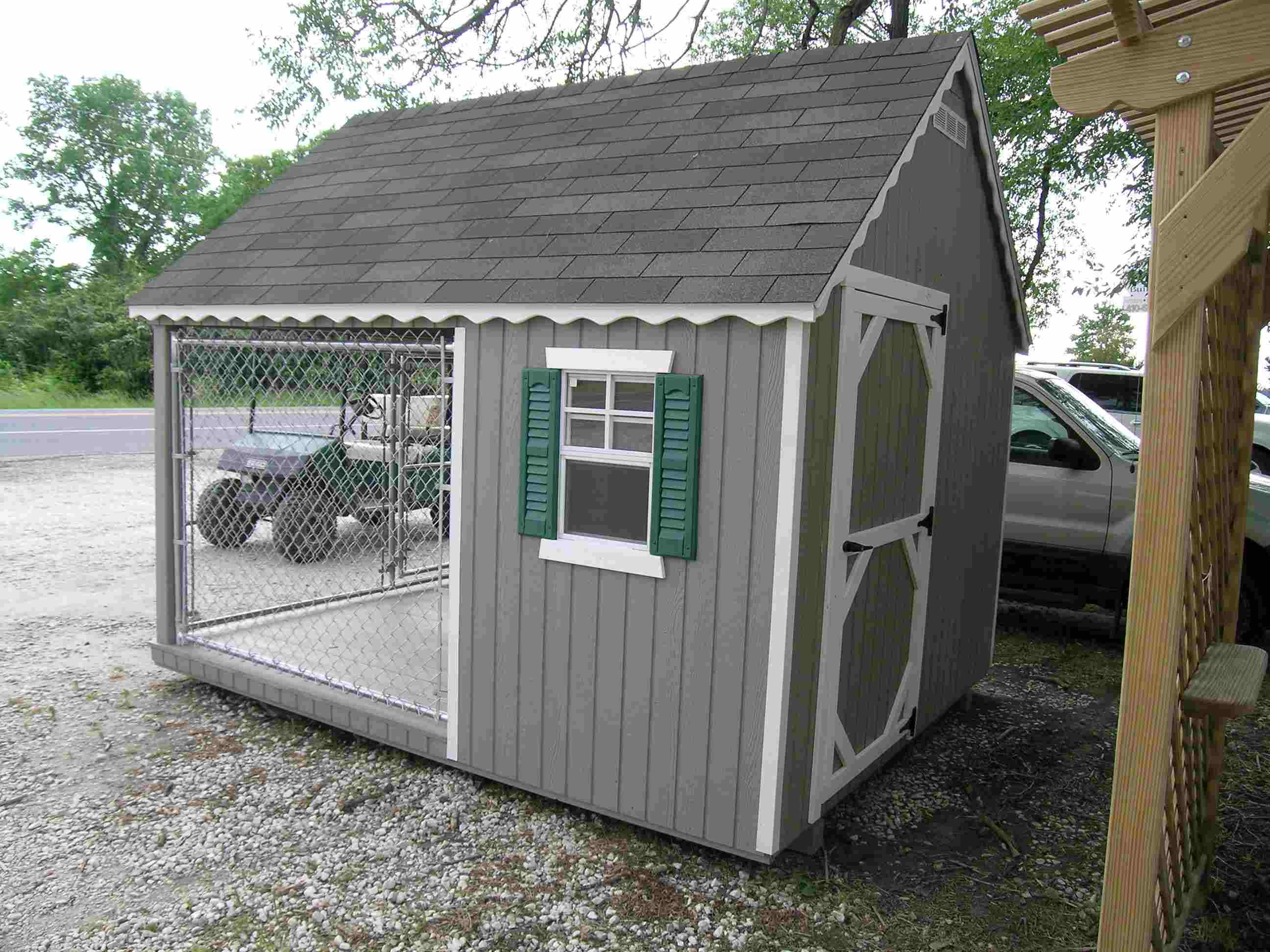 Backside of Dog Castle with all terrain golf cart in background.